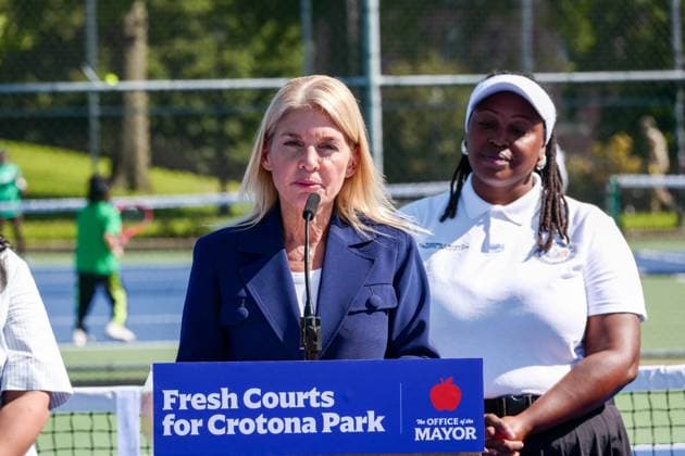 New York, NY- August 26: New York City Mayor Zohran Kwame Mamdani Ribbon Cutting at Ten Newly Resurfaced Tennis Courts In Crotona Park in Bronx New York. Through a partnership with NYJTL, USTA Foundation and Yonex allowing for the Bronx to have their first and only Public Tennis Courts Credit: Camara AdMedia USA - ZUMAa123 20260826_zaa_a123_026 Copyright: xPorterx