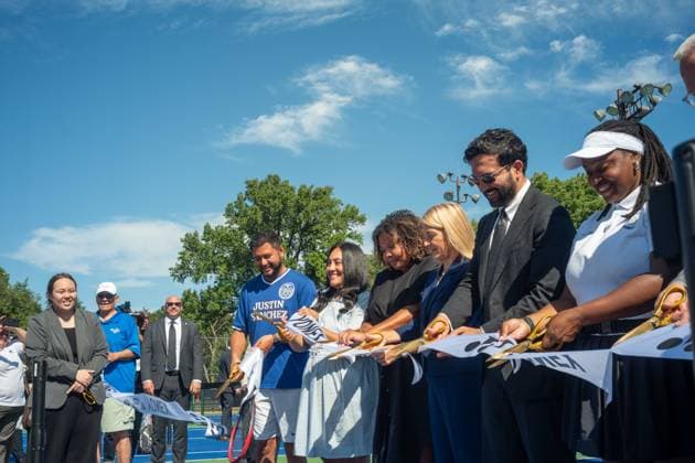 New York, NY- August 26: New York City Mayor Zohran Kwame Mamdani Ribbon Cutting at Ten Newly Resurfaced Tennis Courts In Crotona Park in Bronx New York. Through a partnership with NYJTL, USTA Foundation and Yonex allowing for the Bronx to have their first and only Public Tennis Courts Credit: Camara AdMedia USA - ZUMAa123 20260826_zaa_a123_027 Copyright: xPorterx