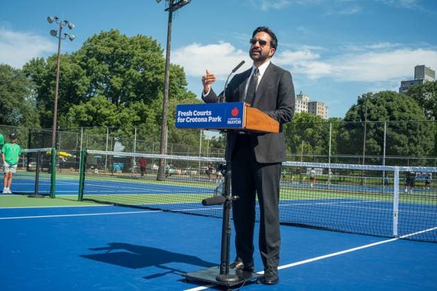 New York, NY- August 26: New York City Mayor Zohran Kwame Mamdani Ribbon Cutting at Ten Newly Resurfaced Tennis Courts In Crotona Park in Bronx New York. Through a partnership with NYJTL, USTA Foundation and Yonex allowing for the Bronx to have their first and only Public Tennis Courts Credit: Camara AdMedia USA - ZUMAa123 20260826_zaa_a123_040 Copyright: xPorterx