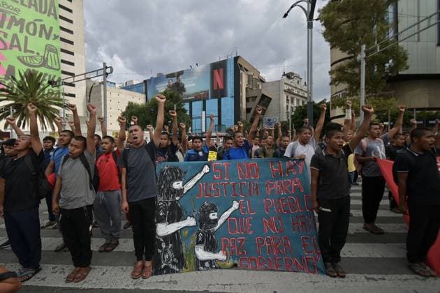 Families march in Mexico City ahead of 12th anniversary of Ayotzinapa disappearances MEXICO CITY, MEXICO AUGUST 26, 2026: Relatives of the 43 missing students from the Ayotzinapa Rural Teachers™ College, joined by students and activists, march from the Angel of Independence toward the Hemiciclo a Benito Juarez in Mexico City on August 26, 2026. The demonstration, held as part of the 143 Accion Global por Ayotzinapa y MÃ xico, took place one month before the 12th anniversary of the disappearance of the 43 students in Guerrero in September 2014. Ciudad de MÃ xico Mexico Copyright: x xAlbertoxRoax xJNAxPressx