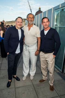 ABB FILM NIGHT: Martin Stange, Ercan Durmaz, and Soenke Moehring as guests at the opening reception for the 2026 UFA Film Nights on the rooftop terrace of Bertelsmann Repraesentanz on August 26, 2026, in Berlin, Germany