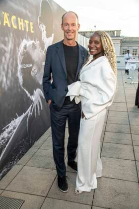 ABB FILM NIGHT: Thomas Rabe and Nikeata Thompson attend the opening reception for the 2026 UFA Film Nights on the rooftop terrace of Bertelsmann Repraesentanz on August 26, 2026, in Berlin, Germany