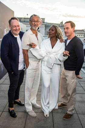 ABB FILM NIGHT Martin Stange, Ercan Durmaz, Nikeata Thompson, and Sönke Möhring as guests at the opening reception for the 2026 UFA Film Nights on the rooftop terrace of Bertelsmann Repraesentanz on August 26, 2026, in Berlin, Germany