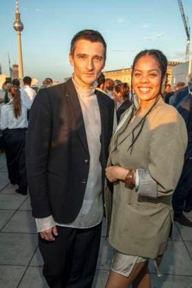 ABB FILM NIGHT: Sebastian Schneider and Jane Chirwa attend the opening reception for the 2026 UFA Film Nights on the rooftop terrace of Bertelsmann Representanz on August 26, 2026, in Berlin, Germany