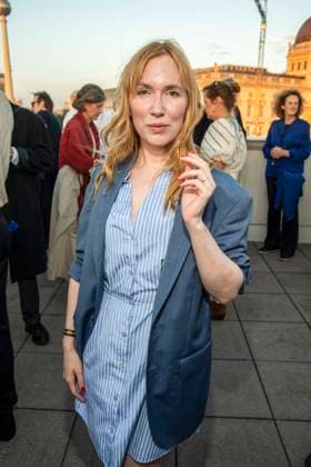 ABB FILM NIGHT: Christin Nichols attends the opening reception for the 2026 UFA Film Nights on the rooftop terrace of Bertelsmann Repraesentanz on August 26, 2026, in Berlin, Germany