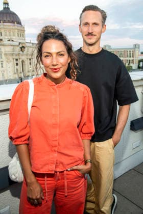 ABB FILM NIGHT: Amy Mussul and Johannes Hendrik Langer attend the opening reception for the 2026 UFA Film Nights on the rooftop terrace of Bertelsmann Repraesentanz on August 26, 2026, in Berlin, Germany