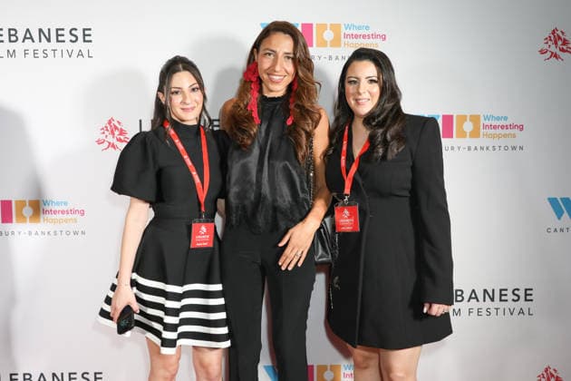 August 27, 2026: Festival Founders JESSICA ZEAIT (L), JULIA LATTOUF (R) and KARIMA CHLOE HAZIM attends the Lebanese Film Festival Australia 2026 Opening Night at the Bryan Brown Theatre on August 27, 2026 in Sydney, NSW Australia  - ZUMAa155 20260827_aaa_a155_012 Copyright: xChristopherxKhouryx