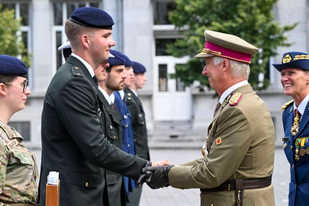 Prince Gabriel - Royal Military School Brussels, 27 08 2026 : Belgian Royals attend the graduation ceremony of the graduating officer cadets of the Royal Military School. The graduates of the 176th Polytechnic Class, the 162nd Social and Military Sciences Class, to which His Royal Highness Prince Gabriel belongs, and various classes of the Special Division, are honoured during the ceremony. Pix : Prince Gabriel , King Philippe . Credit : Peter De Smedt CC . Brussels Belgium  Copyright: xContentxCurationx PeterxDexSmedtx xCCx
