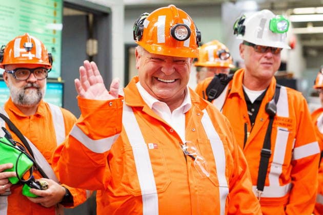 August 27, 2026, Sudbury, On, Canada: Ontario Premier Doug Ford waves as he tours the Glencore Onaping Depth Project in Sudbury, Ont., on Thursday, Aug. 27, 2026. Sudbury Canada  - ZUMAc35_ 20260827_zaf_c35_040 Copyright: xKeitoxNewmanx