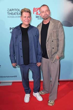 Peter Plate and Ulf Leo Sommer at the musical premiere of *ROMEO JULIA LIEBE IST ALLES* at the Capitol Theater in Düsseldorf on August 27, 2026