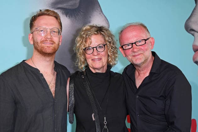 Dieter Falk with his wife Angelika Falk and son Paul Falk at the musical premiere of *ROMEO JULIA: LOVE IS EVERYTHING* at the Capitol Theater in Düsseldorf on August 27, 2026