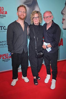 Dieter Falk with his wife Angelika Falk and son Paul Falk at the musical premiere of *ROMEO JULIA: LOVE IS EVERYTHING* at the Capitol Theater in Düsseldorf on August 27, 2026