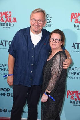 Bernd Stelter with his wife Anke Stelter at the musical premiere of *ROMEO JULIA LIEBE IST ALLES* at the Capitol Theater in Düsseldorf on August 27, 2026
