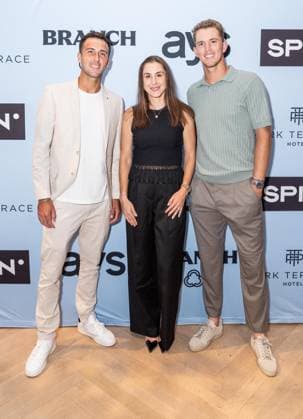 August 27, 2026, Bronx, New York, USA: Tomas Martin Etcheverry, Belinda Bencic and Martin Damm attend exhibition tournament of table tennis with Kazuyuki Yokoyama aka Kaz The Kazmanian Devil , elite big tennis players and guests during Game. Set. Spin event ahead of US Open Championship at Park Terrace Hotel in New York, NY on August 27, 2026. They were joined by Kazuyuki Yokoyama aka Kaz The Kazmanian Devil and Giovanni Mpetshi Perricard Bronx USA - ZUMAr339 20260827_znp_r339_014 Copyright: xLevxRadinx