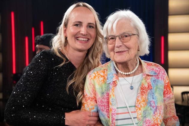 From left: Laura and Maria STEGEMANN, farmers, grandmother and granddaughter, on the show Koelner Treff on WDR television, August 27, 2026