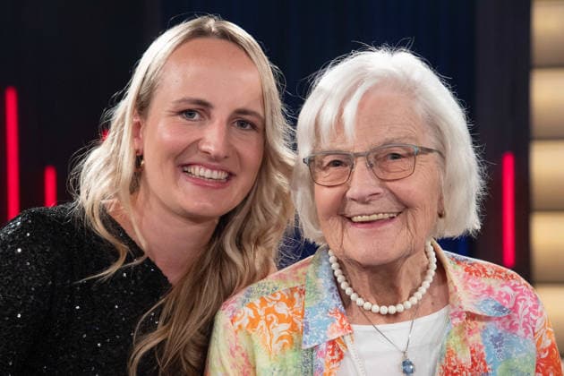 From left: Laura and Maria STEGEMANN, farmers, grandmother and granddaughter, on the show Koelner Treff on WDR television, August 27, 2026