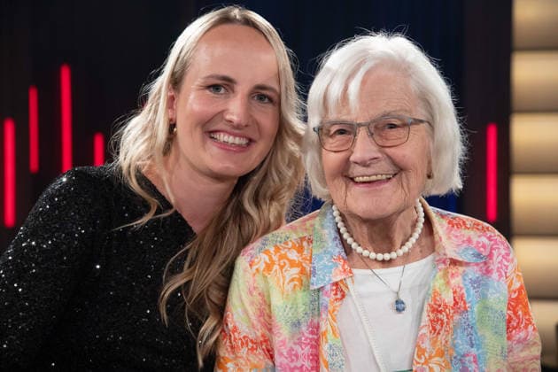 From left: Laura and Maria STEGEMANN, farmers, grandmother and granddaughter, on the show Koelner Treff on WDR television, August 27, 2026