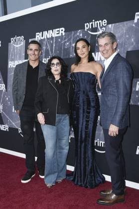 Mike Hopkins, Sue Kroll, Gal Gadot, Chris Mansolillo at arrivals for THE RUNNER Premiere, Harmony Gold Theater, Los Angeles, CA, August 27, 2026. Photo By: Elizabeth Goodenough Everett Collection THE RUNNER Premiere PUBLICATIONXNOTxINxCANxCHNxFRAxITAxJPNxNORxPOLxRUSxESPxUKxUSA