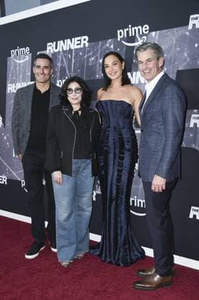 Mike Hopkins, Sue Kroll, Gal Gadot, Chris Mansolillo at arrivals for THE RUNNER Premiere, Harmony Gold Theater, Los Angeles, CA, August 27, 2026. Photo By: Elizabeth Goodenough Everett Collection THE RUNNER Premiere PUBLICATIONXNOTxINxCANxCHNxFRAxITAxJPNxNORxPOLxRUSxESPxUKxUSA