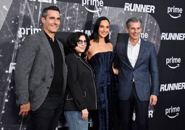 (L-R) Chris Mansolillo, Sue Kroll, Head of Global Marketing, Amazon MGM Studios, Gal Gadot and Mike Hopkins, Head of Prime Video and Amazon MGM Studios attend the premiere of the motion picture thriller The Runner at the Harmony Gold Theater in Los Angeles on Thursday, August 27, 2026. Storyline: A high-powered attorney must race through London to save her abducted son while following cryptic commands from a mysterious caller.  LAP2026082709 JIMxRUYMEN