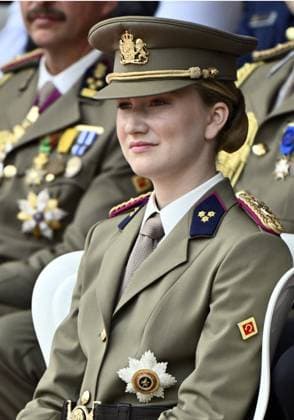 Crown Princess Elisabeth and +pictured during the graduation ceremony for cadets at the Royal Military Academy (RMA), in Brussels, on Friday 28 August 2026. Graduates of the 176th Polytechnic Class, the 162nd Class in Social and Military Sciences to which the Prince belongs and various classes of the Special Division are honored during the ceremony.  ERICxLALMAND 184537680
