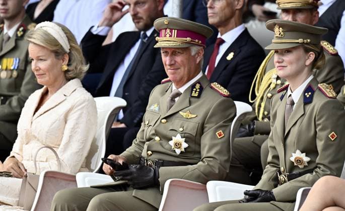 Queen Mathilde of Belgium; King Philippe - Filip of Belgium; Crown Princess Elisabeth and +pictured during the graduation ceremony for cadets at the Royal Military Academy (RMA), in Brussels, on Friday 28 August 2026. Graduates of the 176th Polytechnic Class, the 162nd Class in Social and Military Sciences to which the Prince belongs and various classes of the Special Division are honored during the ceremony.  ERICxLALMAND 184537668