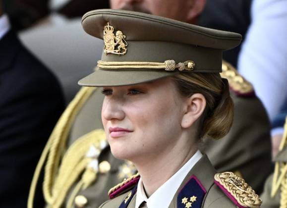 Crown Princess Elisabeth +pictured during the graduation ceremony for cadets at the Royal Military Academy (RMA), in Brussels, on Friday 28 August 2026. Graduates of the 176th Polytechnic Class, the 162nd Class in Social and Military Sciences to which the Prince belongs and various classes of the Special Division are honored during the ceremony.  ERICxLALMAND 184537655