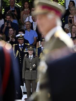 Crown Princess Elisabeth +pictured during the graduation ceremony for cadets at the Royal Military Academy (RMA), in Brussels, on Friday 28 August 2026. Graduates of the 176th Polytechnic Class, the 162nd Class in Social and Military Sciences to which the Prince belongs and various classes of the Special Division are honored during the ceremony.  ERICxLALMAND 184537641