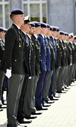 Prince Gabriel is pictured during the graduation ceremony for cadets at the Royal Military Academy (RMA), in Brussels, on Friday 28 August 2026. Graduates of the 176th Polytechnic Class, the 162nd Class in Social and Military Sciences to which the Prince belongs and various classes of the Special Division are honored during the ceremony.  ERICxLALMAND 184537612