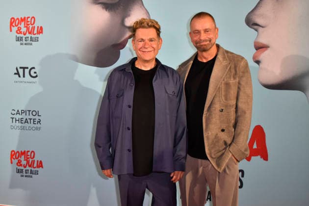 ABB ROMEOJULIA: Peter Plate and his friend Ulf Leo Sommer made a guest appearance on the red carpet at the premiere of the musical *Romeo and Juliet: Love Is Everything* at the Capitol Theater on August 27, 2026, in Düsseldorf, North Rhine-Westphalia, Germany