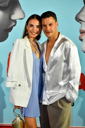 ABB ROMEOJULIA: Ekaterina Leonova and her boyfriend Ilya Viarmenich appeared on the red carpet at the premiere of the musical *Romeo and Juliet: Love Is Everything* at the Capitol Theater on August 27, 2026, in Düsseldorf, North Rhine-Westphalia, Germany