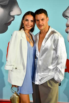 ABB ROMEOJULIA: Ekaterina Leonova and her boyfriend Ilya Viarmenich appeared on the red carpet at the premiere of the musical *Romeo and Juliet: Love Is Everything* at the Capitol Theater on August 27, 2026, in Düsseldorf, North Rhine-Westphalia, Germany