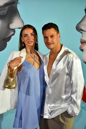 ABB ROMEOJULIA: Ekaterina Leonova and her boyfriend Ilya Viarmenich appeared on the red carpet at the premiere of the musical *Romeo and Juliet: Love Is Everything* at the Capitol Theater on August 27, 2026, in Düsseldorf, North Rhine-Westphalia, Germany