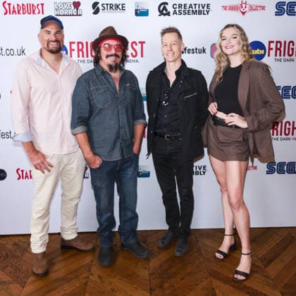 World Premiere Of Starsuckers on Friday 28 August 2026 Jason Butler, Brett Butler, James Alex, Manon Ens-Lapointe attends the media wall for the World Premiere Of Starsuckers during Tubi Frightfest 2026 on Friday 28 August 2026 at Odeon Luxe Leicester Square, London. ., Credit:Julie Edwards Avalon  Copyright: xJuliexEdwardsx xAvalonx 1128935967