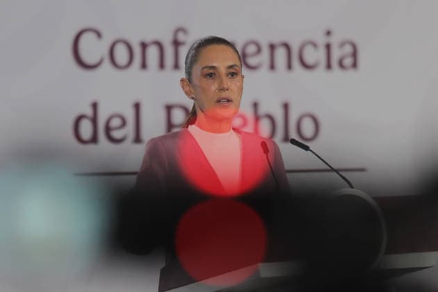 Mexico™s President Claudia Sheinbaum Holds Briefing Mexico™s President Claudia Sheinbaum Pardo speaks during her daily news conference at National Palace. on August 28, 2026 in Mexico City, Mexico. (Photo by Carlos Santiago Eyepix Group) Copyright: xCarlosxSantiago xEyepixxGroupx CS_28082026_196417