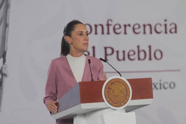 Mexico™s President Claudia Sheinbaum Holds Briefing Mexico™s President Claudia Sheinbaum Pardo speaks during her daily news conference at National Palace. on August 28, 2026 in Mexico City, Mexico. (Photo by Carlos Santiago Eyepix Group) Copyright: xCarlosxSantiago xEyepixxGroupx CS_28082026_196422