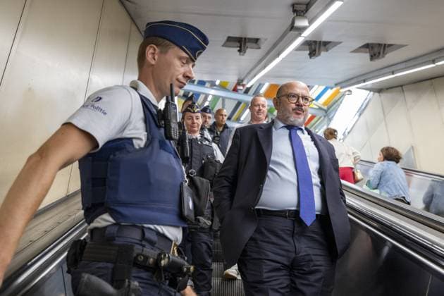 Minister of Interior Bernard Quintin pictured during a large-scale police operation with military support in response to the upsurge violence in the Brussels-Capital Region, in Brussels, Friday 28 August 2026. The operation is part of the reinforced fight against drug trafficking and organized crime in Brussels.  NICOLASxMAETERLINCK 184578315