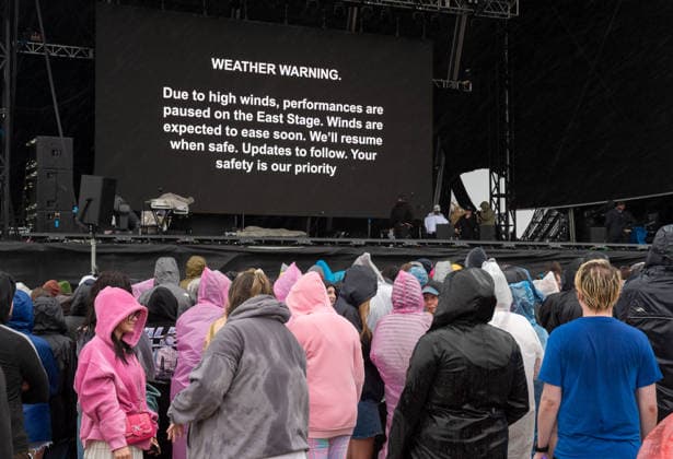 August 28, 2026, Bristol, Bristol, UK: Bristol, UK. The weather changes from sunny to rain and wind, closing the East Stage at Forwards Presents Lorde, a music event the day before the main Forwards Festival taking place over the bank holiday weekend. Lorde is headlining today and the event is run on renewable energy. Bristol UK  - ZUMAl94_ 20260828_zaf_l94_026 Copyright: xSimonxChapmanx