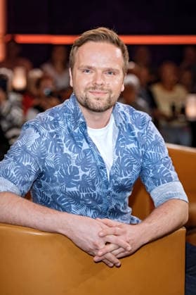 MDR Riverboat ZDF weather anchor Benjamin Stöwe during the taping of the MDR talk show Riverboat on August 28, 2026, at Mediacity Leipzig 20260828SFL0034
