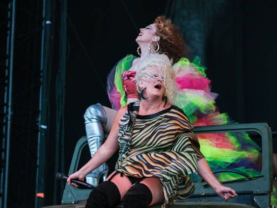 August 28, 2026, Southsea, Hampshire, United Kingdom: Backing vocalists and dancers Amber Martin foreground and Bridget Barkan background with American pop rock band Scissor Sisters performing live on stage at Victorious Festival. Southsea United Kingdom - ZUMAs197 20260828_aaa_s197_065 Copyright: xDawnxFletcher-Parkx