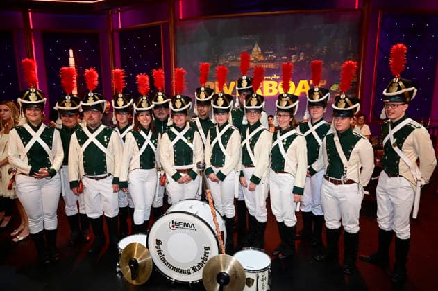 Jeanine Lysette Schwenke and the Radeberg Marching Band during the taping of the MDR talk show Riverboat in Studio 3 at Media City Leipzig, Leipzig, August 28, 2026 Foto:xM.xWehnertx xFuturexImagex riverboat_6802