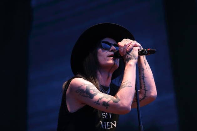 Matteo vDiva Fabbiani of the band Hell Boulevard as the opening act for Mono Inc. at an open-air concert at the Waschhaus in Potsdam, August 28, 2026 Hell Boulevard Concert Potsdam