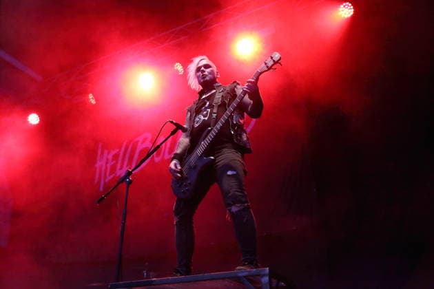 Raul Sanchez of the band Hell Boulevard as the opening act for Mono Inc. at an open-air concert at the Waschhaus in Potsdam, August 28, 2026 Hell Boulevard Concert Potsdam