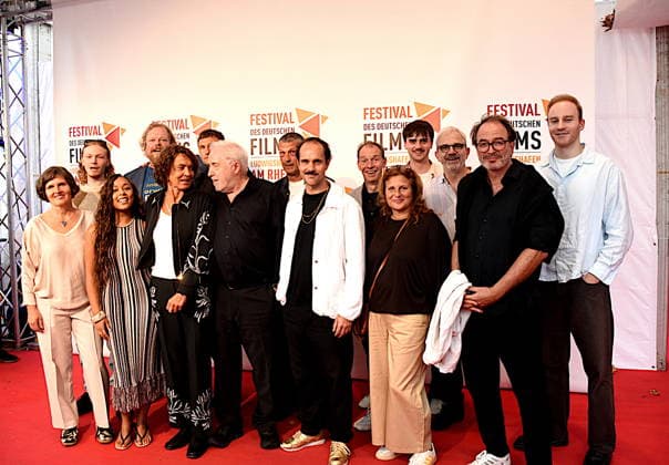 Film: Explosive Mixture (Tatort) Front row, from left: Daniela Goetz, festival director; Davina C. Fox, actress; Ulrike Folkerts, actress; Dr. Michael Goetz