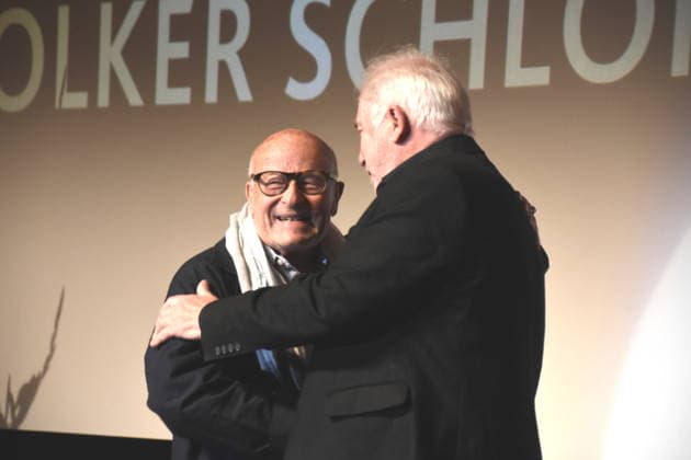Film: Return to Montauk ; Volker Schlöndorff, Director; Ludwigshafen Film Festival; Honorary Award Recipient Dr. Michael Goetz; Laudator; Festival Director, Ludwigshafen; August 28, 2026; on the banks of the Rhine; 22nd German Film Festival 2026; Photo: Ludwigshafen