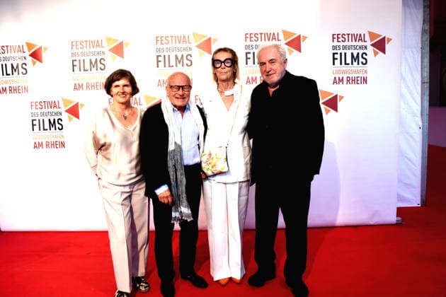 Film: Return to Montauk; Daniela Goetz, Festival Director; Volker Schlöndorff, Director; Cornelia von Maltzahn, Honorary Award Recipient; Dr. Michael Goetz, Festival Director; Ludwigshafen, August 28, 2026, on the banks of the Rhine; 22nd German Film Festival 2026; Photo: Ludwigshafen