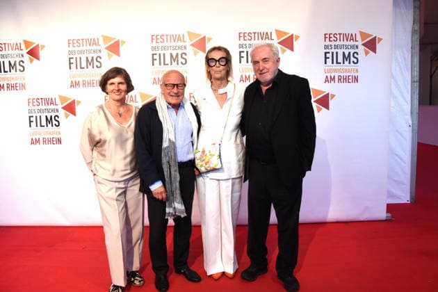 Film: Return to Montauk; Daniela Goetz, Festival Director; Volker Schlöndorff, Director; Cornelia von Maltzahn, Honorary Award Recipient; Dr. Michael Goetz, Festival Director; Ludwigshafen, August 28, 2026, on the banks of the Rhine; 22nd German Film Festival 2026; Photo: Ludwigshafen