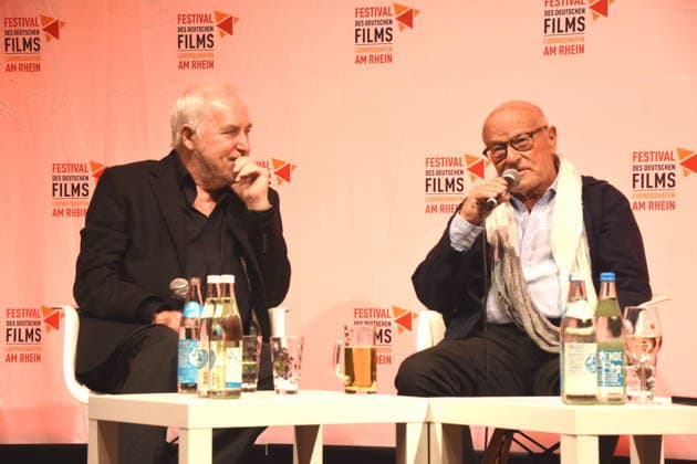Film Discussion: Return to Montauk ; Dr. Michael Goetz, Film Festival Director; Volker Schlöndorff, Director; Ludwigshafen Film Festival Honorary Award Recipient; Ludwigshafen, August 28, 2026, on the banks of the Rhine; 22nd German Film Festival 2026; Photo: Ludwigshafen