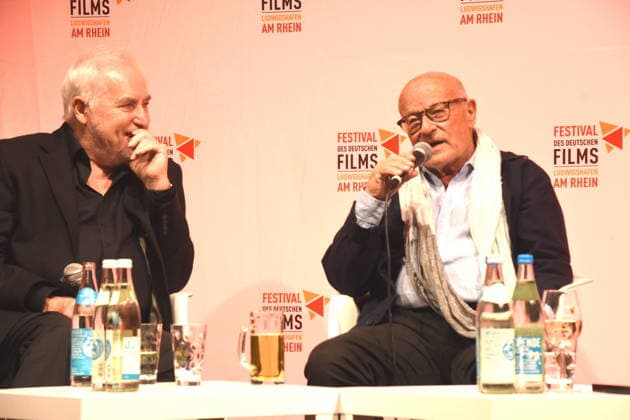 Film Discussion: Return to Montauk ; Dr. Michael Goetz, Film Festival Director; Volker Schlöndorff, Director; Ludwigshafen Film Festival Honorary Award Recipient; Ludwigshafen, August 28, 2026, on the banks of the Rhine; 22nd German Film Festival 2026; Photo: Ludwigshafen