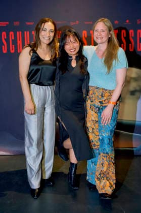 Alev Irmak, Chen Emilie Yan, and Julia Jentsch at the premiere of the film *Staatsschutz* at Cinenova in Cologne, August 28, 2026 Foto:xC.xAdolph xFuturexImagex staatsschutz_6704